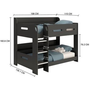 Bunk Bed with Storage Shelves - Anthracite by Kudl
