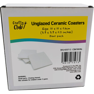 Unglazed Ceramic Coasters - White by Crafty Club