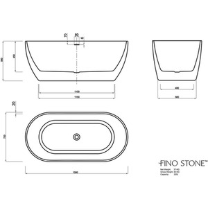 Acrilico Gloss Compact Freestanding Acrylic Bath - White / 1500mm by Fino Stone