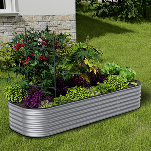 Silver Galvanized Steel Oval Raised Garden Bed by Livingandhome