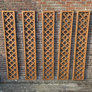 Set of 5 Wooden Framed Square Trellis Panels - Tan / Fence brackets by Selections