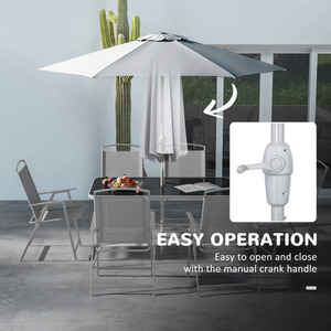 Outsunny 8 Pieces Garden Furniture Set with Parasol Folding Chairs by Outsunny