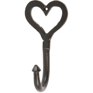 65x130mm Single Heart Hook Black - Black by Hammer and Tongs