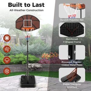 Height Adjustable Basketball Stand - Black by Costway
