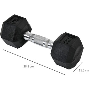 HOMCOM Hex Dumbbell Rubber Weights Sets - Black-2x6kg / 12.25kg by HOMCOM