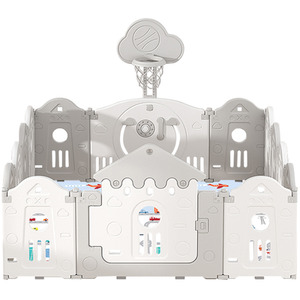 Kidkid Folding Baby Playpen with Basketball Hoop and Mat - Grey by Kidkid