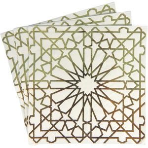 Geo Gold Party Napkins - WHITE by Peacock Supplies