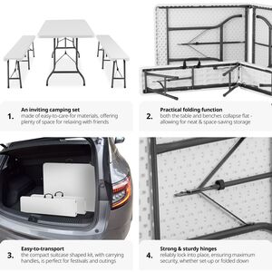 Dining Table And Bench Set - White by tectake