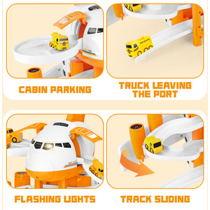 Transport Cargo Airplane Simulated City Race Track Car Toys Set