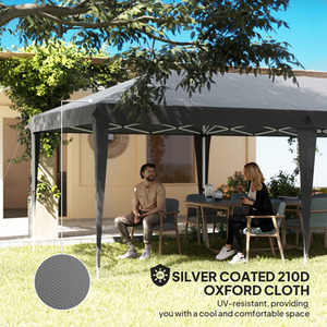 Outsunny Garden Large Gazebo Pop Up Gazebo - Grey by Outsunny