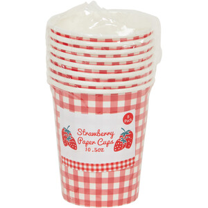 Pack of 8 Strawberry Paper Cups - Red and White
