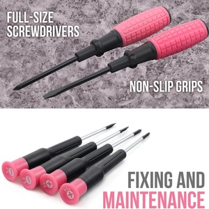 11Piece Pink Womens Small DIY Tool Kit Pliers, Cutters Screwdrivers - Pink by Hi-Spec