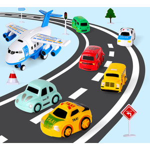 Transport Cargo Airplane Simulated City Race Track Car Toys Set