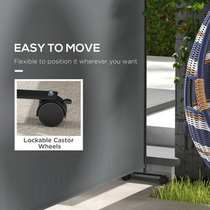 Outsunny Metal Garden Screen with Wheels - Grey by Outsunny