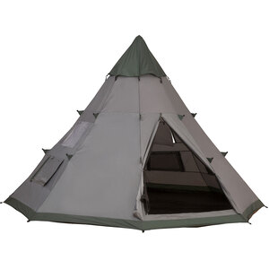 Outsunny 6 Men Tipi Tent - Olive Green, Grey by Outsunny