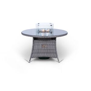 Savannah Fire Pit Round Rattan Patio Dining Set - Grey / 4 by Giardino