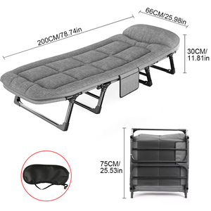 Oversized Folding Camping Cot with Mattress - Grey