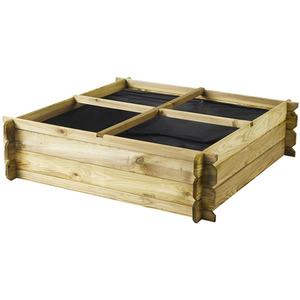 Cerland Basil 4 Section Wooden Raised Bed Vegetable Garden - Natural by Cerland