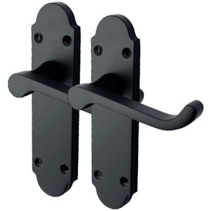 Epsom Door Handles Internal Latch Victorian Scroll Lever - Matt Black - Matt Black by Haven Heritage