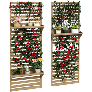 Outsunny Wall Mounted Plant Stands Set of 2 with Slatted Trellis by Outsunny
