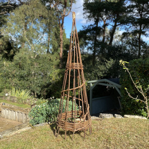 1.2m Spiral Willow Garden Obelisk - Brown / 1 by Selections