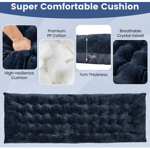 Outdoor Camping Cot Pads Velvet Sleeping Mattress - Navy by Costway