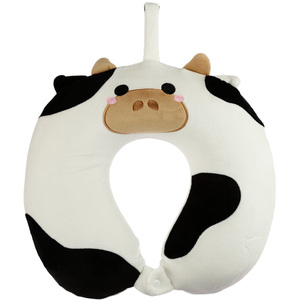 Relaxeazzz Memory Foam Plush Travel Pillow - Cow - White by Relaxeazzz