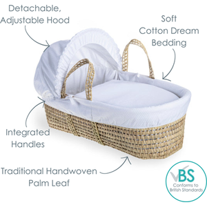 Cotton Dream Palm Moses Basket - White by Clair de Lune