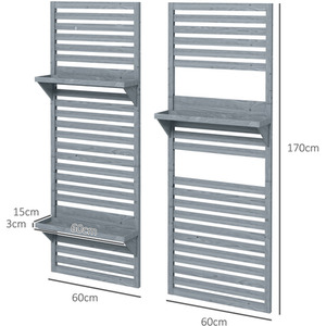 Outsunny Wall Mounted Plant Stands Set of 2 with Slatted Trellis by Outsunny