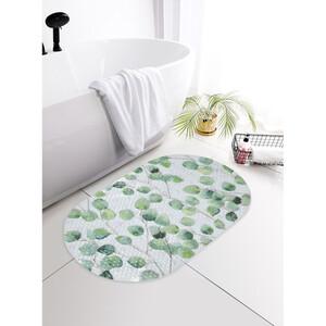 Eucalyptus PVC Bath Mat - Green and White