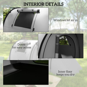 Outsunny 2 Room Camping Tent for 3-4 Man, 3000mm Waterproof by Outsunny