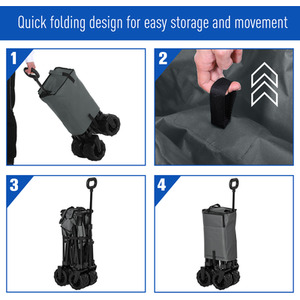 Outsunny Outdoor Pull Cart Folding Cargo Wagon - Grey by Outsunny