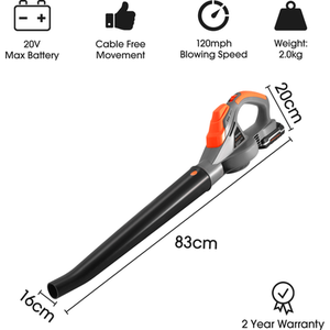Cordless Electric Leaf Blower Lightweight 20V Rechargeable - Orange by Terratek