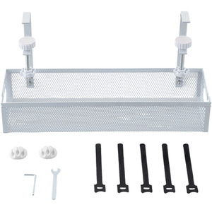 Under Desk Clamp-On Cable Management Tray - White by Livingandhome