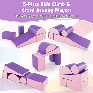 5 Pieces Kids Climb Crawl Foam Play Set - Purple by Costway
