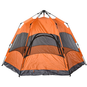 Outsunny Six Man Hexagon Pop Up Tent - Orange and Blue by Outsunny
