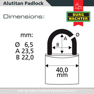Alutitan Aluminium Padlock - Silver / 40mm by Burg-Wachter
