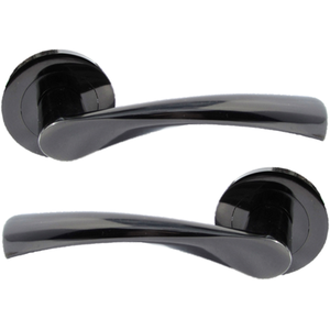 Astrid Door Handles Latch Twist Lever on Rose - Black Nickel - Black by Betley Butterfly