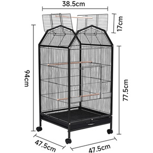 Movable Open-Style Metal Bird Cage with Arched Top - Black by Livingandhome