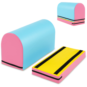 Mailbox Tumbling Mat Gymnastics Vaulting Box - Blue & Pink by Costway