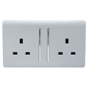 2 Gang 13Amp Long Rocker Double Socket - Silver / 5 by Trendiswitch