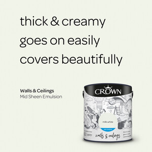Crown Walls and Ceilings Mid Sheen Emulsion - Milk White / 2.5l by Crown Paints