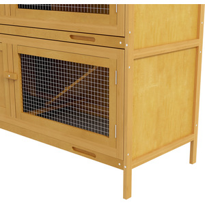 PawHut Double Decker Small Animal Hutch Bunny House - Yellow by PawHut