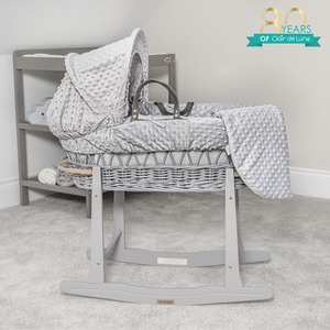 Dimple Grey Wicker Moses Basket - Grey by Clair de Lune