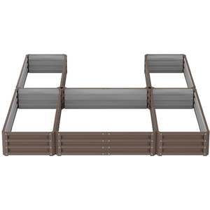 U-shaped Metal Garden Flower Bed with 5 Compartments by Livingandhome