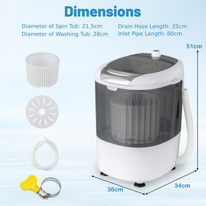 2 in 1 Mini Single Tub Washer Semi-automatic Spin Dryer - Grey by Costway