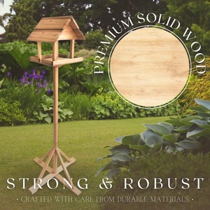 Traditional Wooden Garden Bird House Table - Brown by Garden Mile