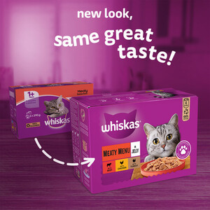 Whiskas 1+ Cat Food Tins in Jelly - Meaty Menu by Whiskas