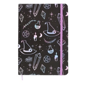 A5 Crystal Witch Print Notebook - Black by Kingsbury Gifts