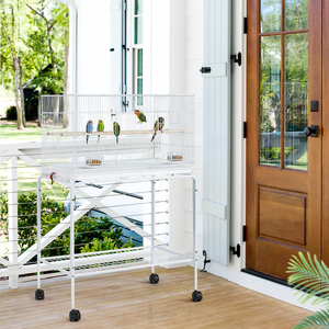Small Birds Flight Cage with Rolling Stand - White by Yaheetech